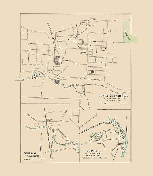 Manchester, South Connecticut - Hurd 1893 Poster Print by Hurd Hurd # CTSO0004