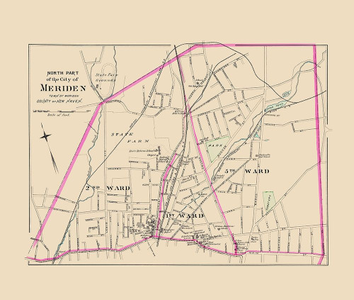 Meriden Connecticut North Part - Hurd 1893 Poster Print by Hurd Hurd # CTME0002