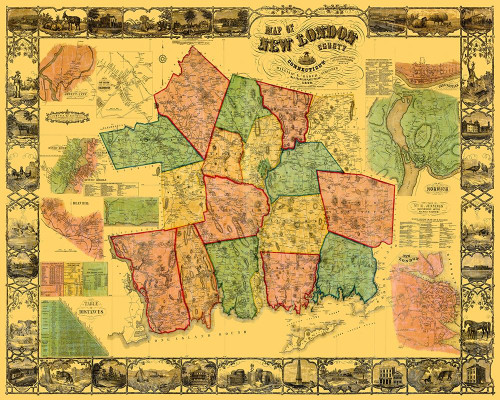 New London Connecticut Landowner - Baker 1854 Poster Print by Baker Baker # CTNE0003