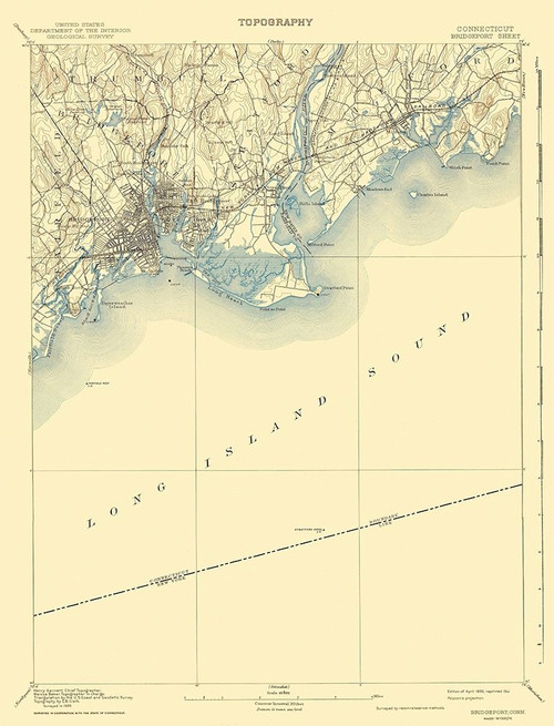 Bridgeport Connecticut Quad - USGS 1893 Poster Print by USGS USGS # CTBR0002
