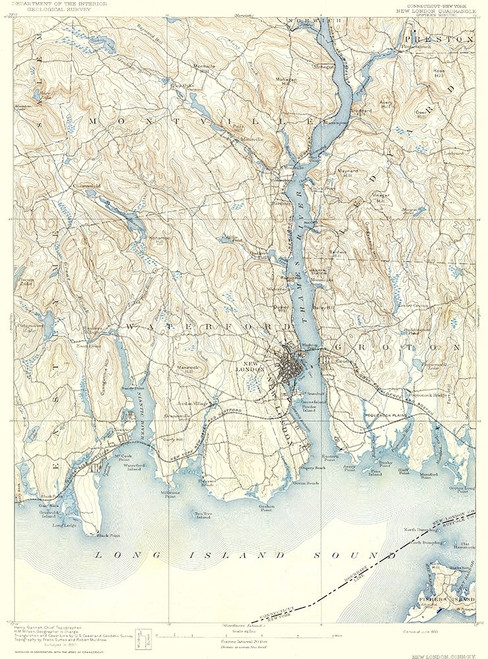 New London Connecticut New York Quad - USGS 1893 Poster Print by USGS USGS # CTNE0004