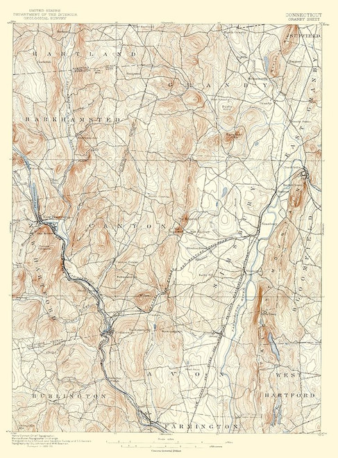 Granby Connecticut Sheet - USGS 1892 Poster Print by USGS USGS # CTGR0001