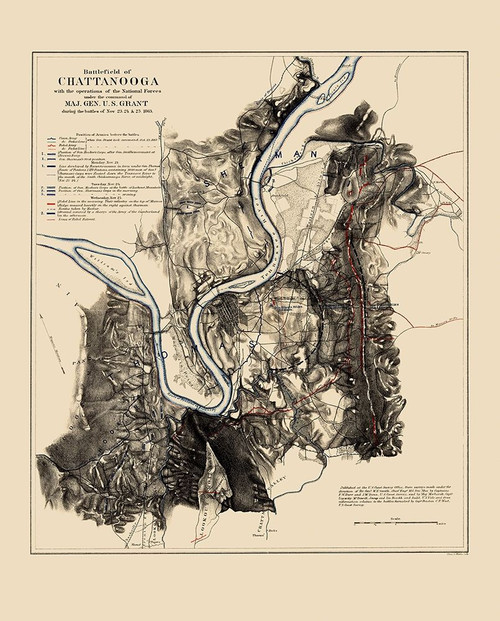 Battlefield of Chattanooga - Smith 1863 Poster Print by Smith Smith # CWCH0006