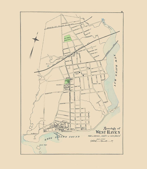 West Haven Connecticut - Hurd 1893 Poster Print by Hurd Hurd # CTWE0001