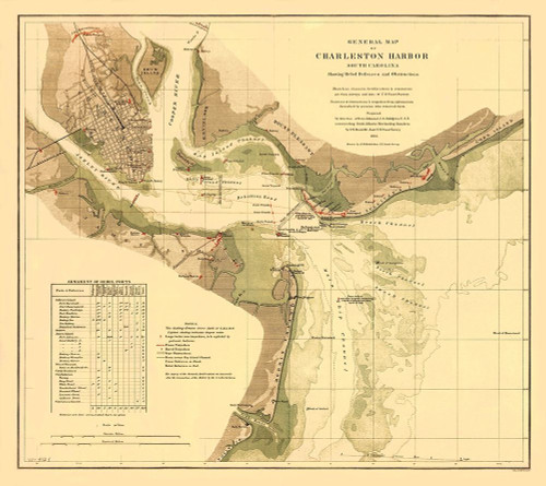 Charleston Harbor South Carolina - Krebs 1865 Poster Print by Krebs Krebs # CWCH0008
