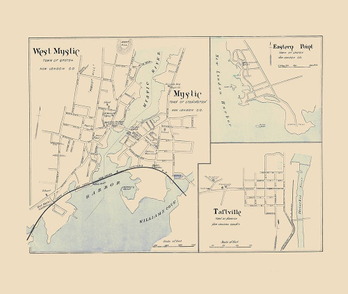 West Mystic Connecticut - Hurd 1893 Poster Print by Hurd Hurd # CTWE0005