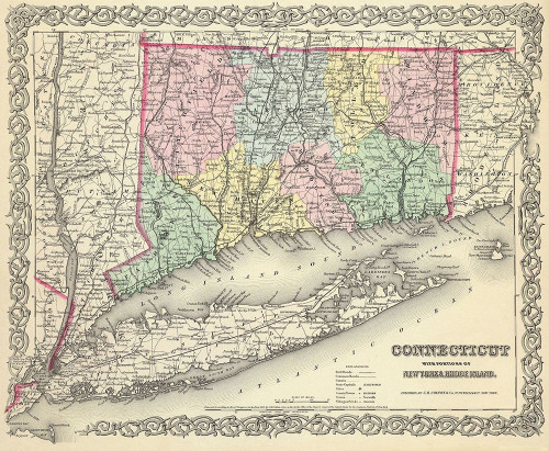 Connecticut - Colton 1856 Poster Print by Colton Colton # CTZZ0003