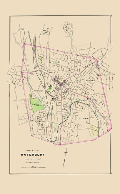 Waterbury Connecticut - Hurd 1893 Poster Print by Hurd Hurd # CTWA0002
