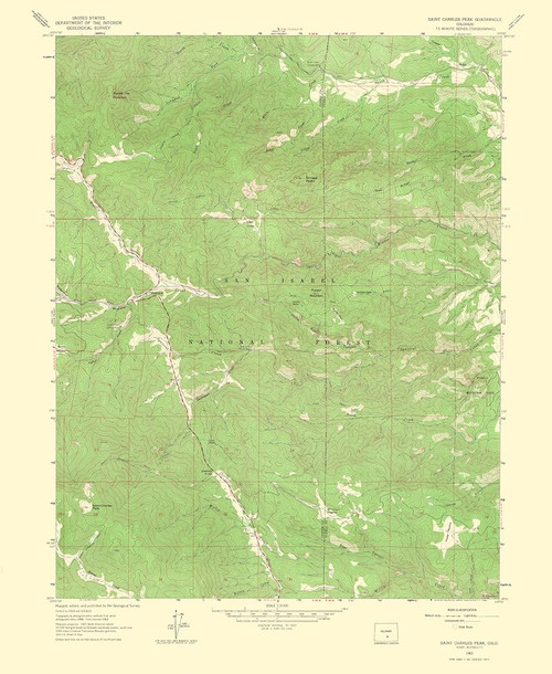 Saint Charles Peak Colorado Quad - USGS 1966 Poster Print by USGS USGS # COSC0002
