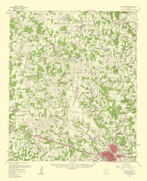 Weatherford Texas Quad - USGS 1960 Poster Print by USGS USGS # COTX0001