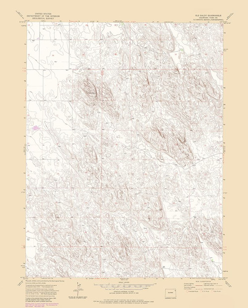 Old Baldy Colorado Quad - USGS 1971 Poster Print by USGS USGS # COOB0001