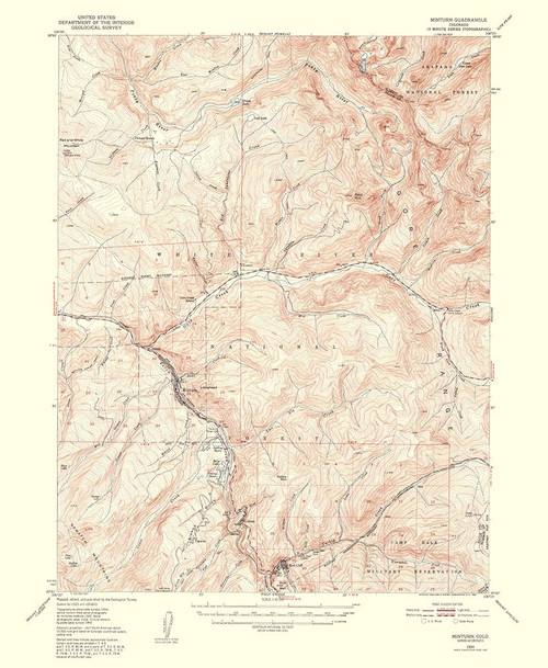 Minturn Colorado Quad - USGS 1954 Poster Print by USGS USGS # COMI0001
