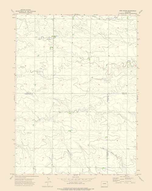 New Haven Colorado Quad - USGS 1972 Poster Print by USGS USGS # CONH0001