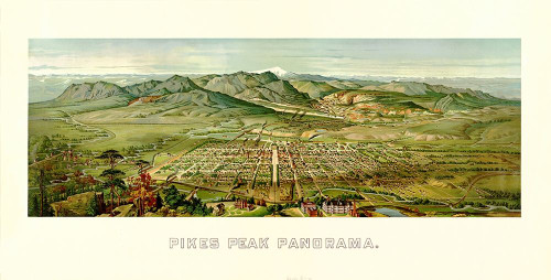 Pikes Peak From Colorado Springs Colorado - 1890 Poster Print by Unknown Unknown # COPI0001