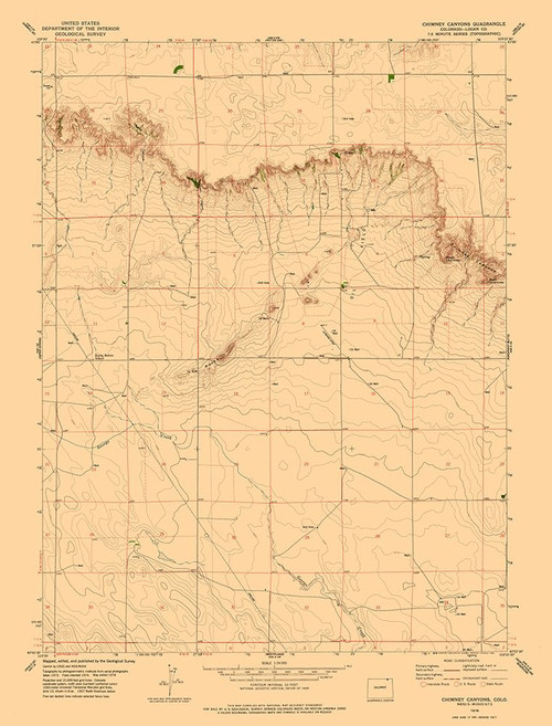 Chimney Canyon Colorado Quad - USGS 1978 Poster Print by USGS USGS # COCC0001
