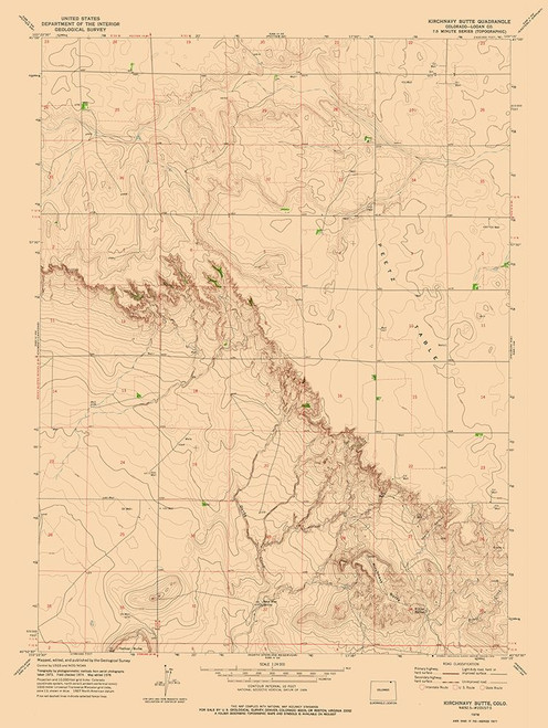 Kirchnavy Butte Colorado Quad - USGS 1978 Poster Print by USGS USGS # COKB0001