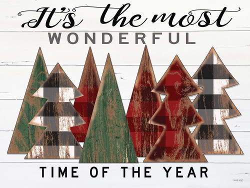 Its the Most Wonderful Time Plaid Trees Poster Print by Cindy Jacobs # CIN2119
