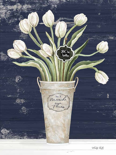 Tulips on Navy II    Poster Print by Cindy Jacobs # CIN1968