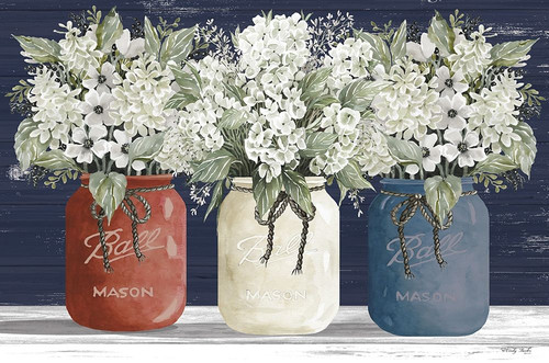 Red, White and Blue Jar Trio Poster Print by Cindy Jacobs # CIN2011