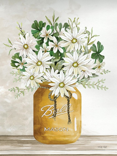 Red, White and Blue Jars with White Flowers Poster Print by Cindy ...