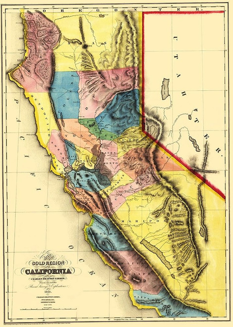 California Gold Region - Sherman 1851 Poster Print by Sherman Sherman # CAZZ0017