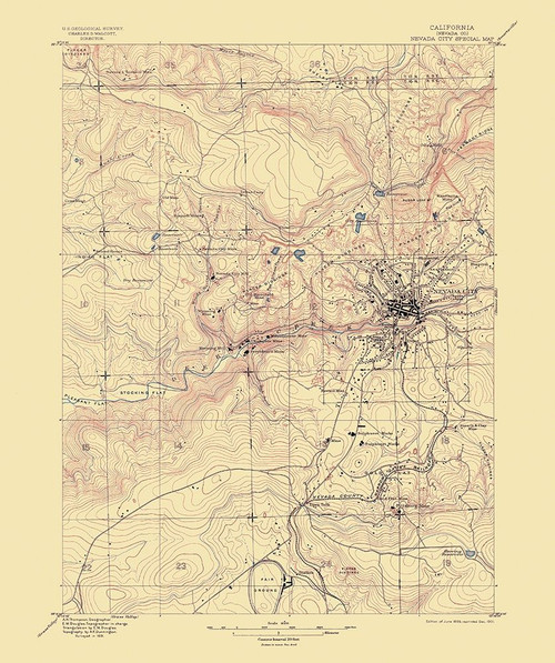 Nevada City California Special - USGS 1895 Poster Print by USGS USGS # CAZZ0006