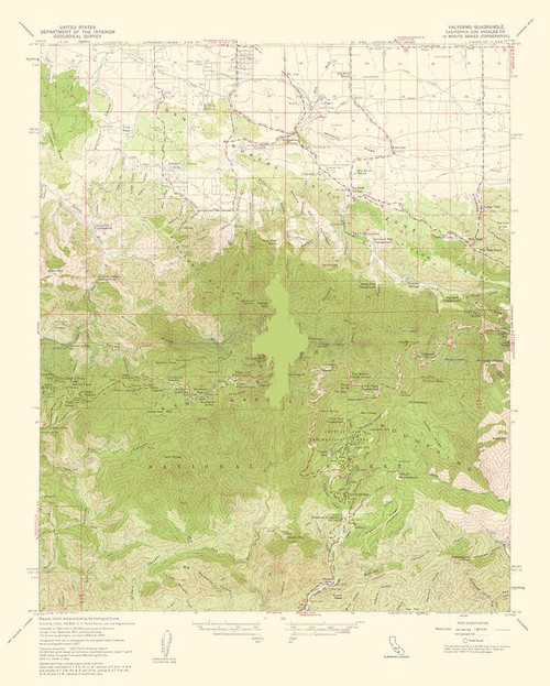 Valyermo California Quad - USGS 1960 Poster Print by USGS USGS # CAVA0004