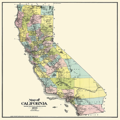 California - Thompson 1898 Poster Print by Thompson Thompson # CAZZ0022