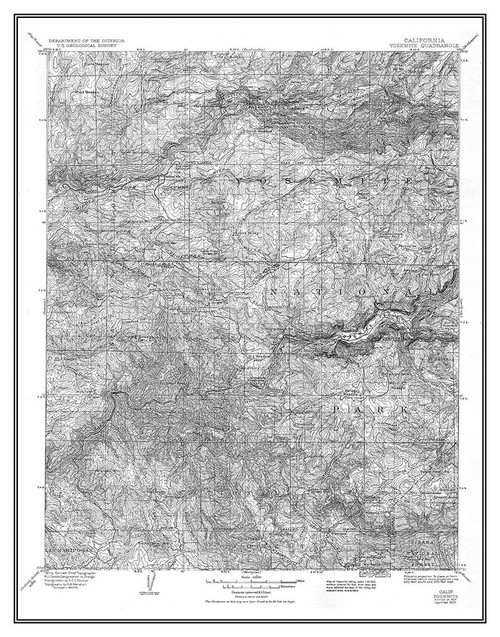 Yosemite California Quad - USGS 1909 Poster Print by USGS USGS # CAYO0002