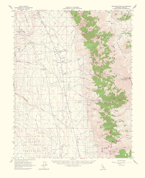 White Mountain Peak California Quad - USGS 1956 Poster Print by USGS USGS # CAWH0003