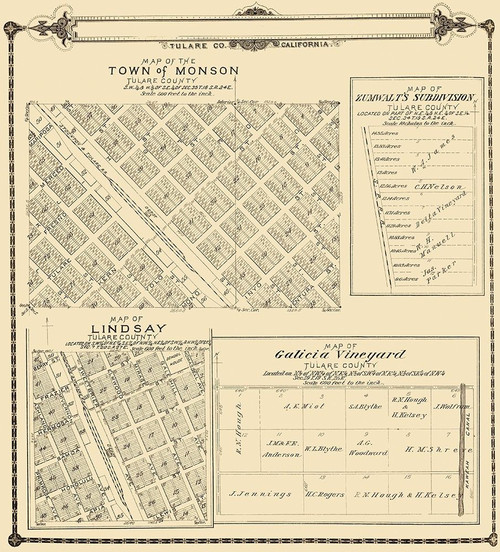 Lindsay, Monson California - Thomas 1892 Poster Print by Thomas Thomas # CATU0007