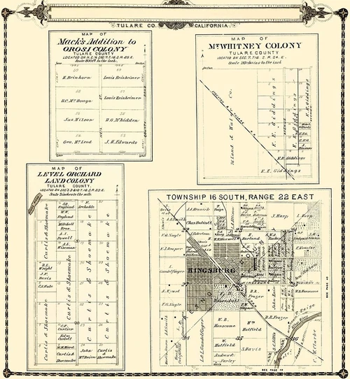 Tulare  Colonies California - Thomas 1892 Poster Print by Thomas Thomas # CATU0009
