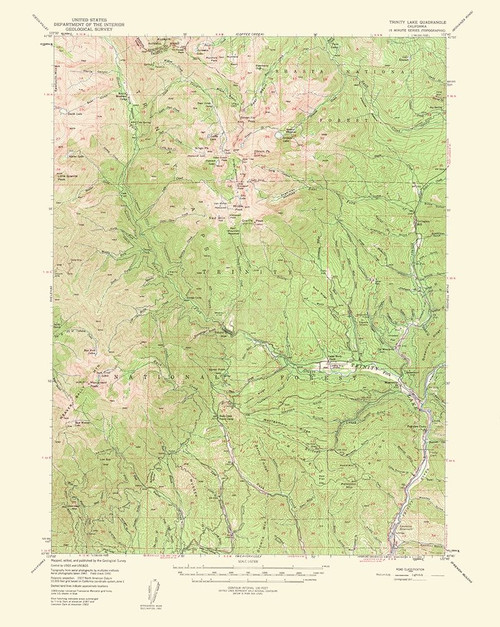Trinity Lake California Quad - USGS 1956 Poster Print by USGS USGS # CATR0005