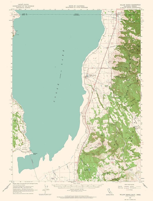 Willow Ranch California Quad - USGS 1962 Poster Print by USGS USGS # CAWR0001