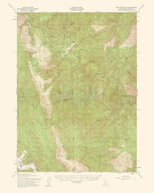 Ship Mountain California Quad - USGS 1962 Poster Print by USGS USGS # CASH0006