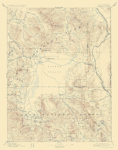Sierraville California Sheet - USGS 1894 Poster Print by USGS USGS # CASI0003