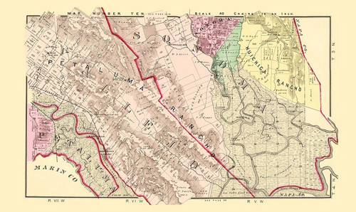 Sonoma  South California Landowner - Thompson 1877 Poster Print by Thompson Thompson # CASO0011