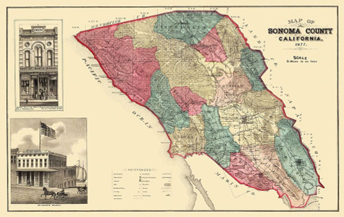 Sonoma  Santa Rosa California - Thompson 1877 Poster Print by Thompson Thompson # CASO0002