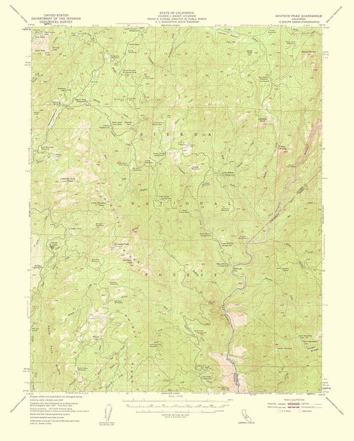 Shuteye Peak California Quad - USGS 1959 Poster Print by USGS USGS # CASH0007