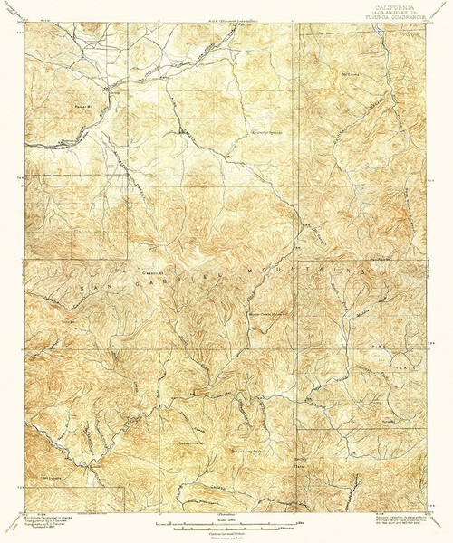 Tujunga California Quad - USGS 1897 Poster Print by USGS USGS # CATU0006