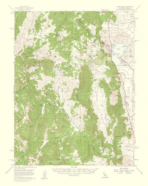 Topaz Lake California Nevada Quad - USGS 1956 Poster Print by USGS USGS # CATO0004