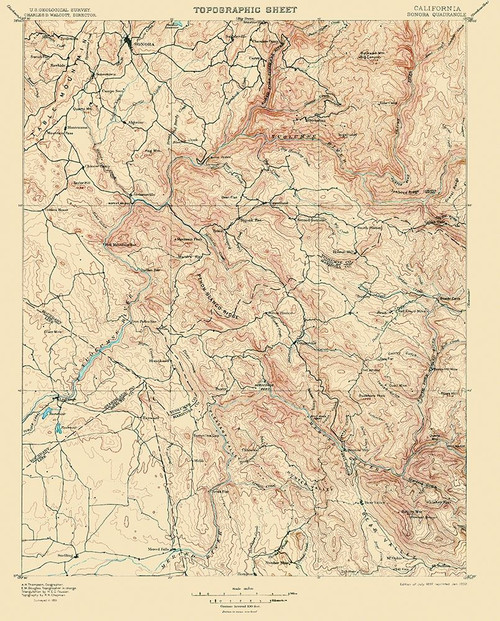 Sonora California Quad - USGS 1897 Poster Print by USGS USGS # CASO0006