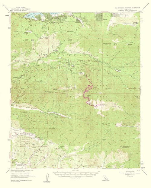 San Gorgonio Mountains California Quad - USGS 1963 Poster Print by USGS USGS # CASA0082