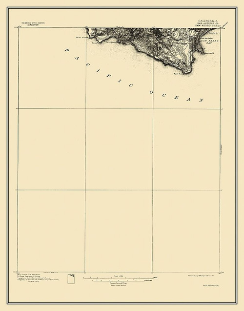 San Pedro California Sheet - USGS 1896 Poster Print by USGS USGS # CASA0051