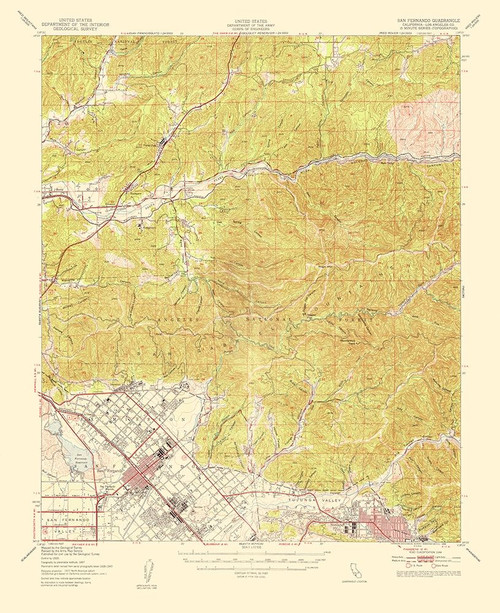 San Fernando California Quad - USGS 1955 Poster Print by USGS USGS # CASA0081