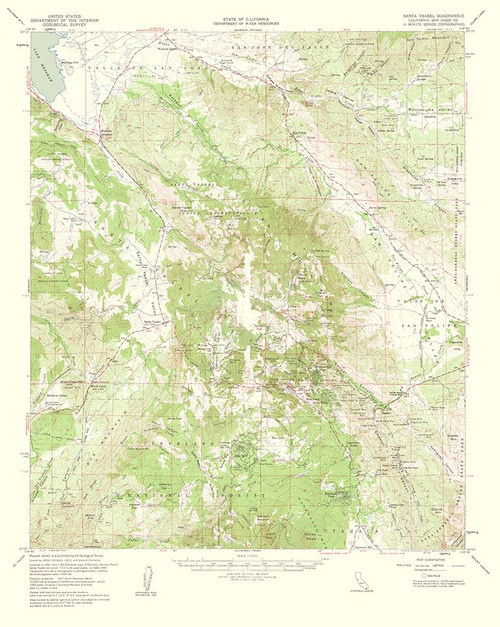 Santa Ysabel California Quad - USGS 1962 Poster Print by USGS USGS # CASA0085