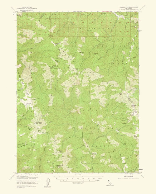 Salmon Mountains California Quad - USGS 1961 Poster Print by USGS USGS # CASA0079