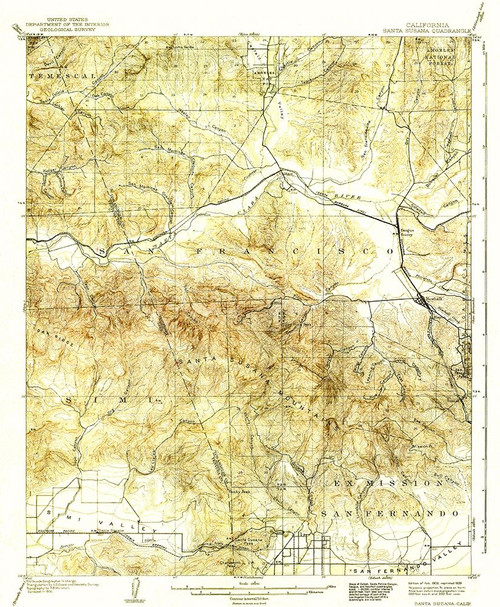 Santa Susana California Quad - USGS 1903 Poster Print by USGS USGS # CASA0057