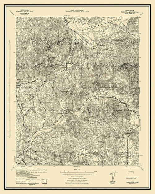 Temecula California Quad - USGS 1942 Poster Print by USGS USGS # CATE0004
