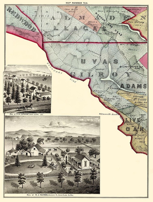 Santa Clara California Landowner - Thomas 1876 Poster Print by Thomas Thomas # CASA0063 Santa Clara California Landowner - Thomas 1876 Poster Print by Thomas Thomas # CASA0063